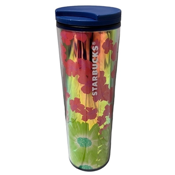 Nwt Starbucks Foil Floral Traveler Tumbler Mug - Picture 1 of 5
